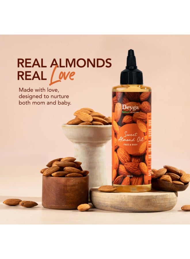 Deyga Sweet Almond Drops Oil | 100% Pure & Natural | Vitamin E Nourishment | Non-Sticky Formula 200ml - Image 2